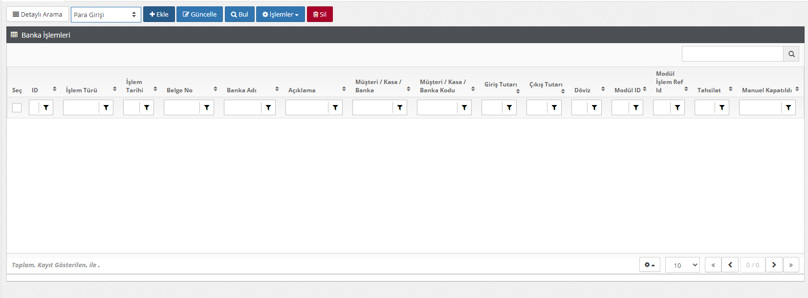 banka işlemi para girişi